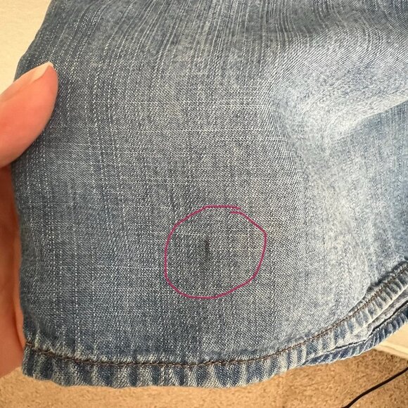 Cloth & Stone Small Blue Chambray Back Tie Bell Sleeve Denim Mini Shift Dress - Picture 4 of 9